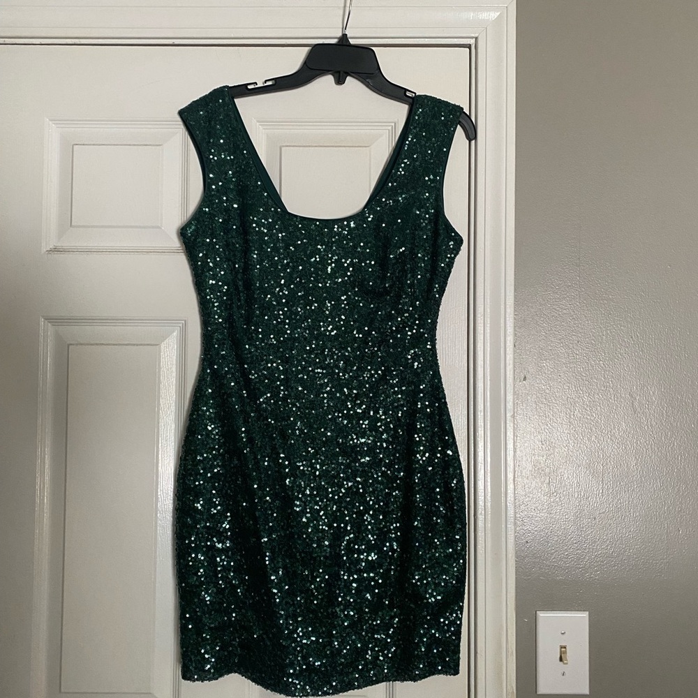 Guess Deep Green Sequin Dress